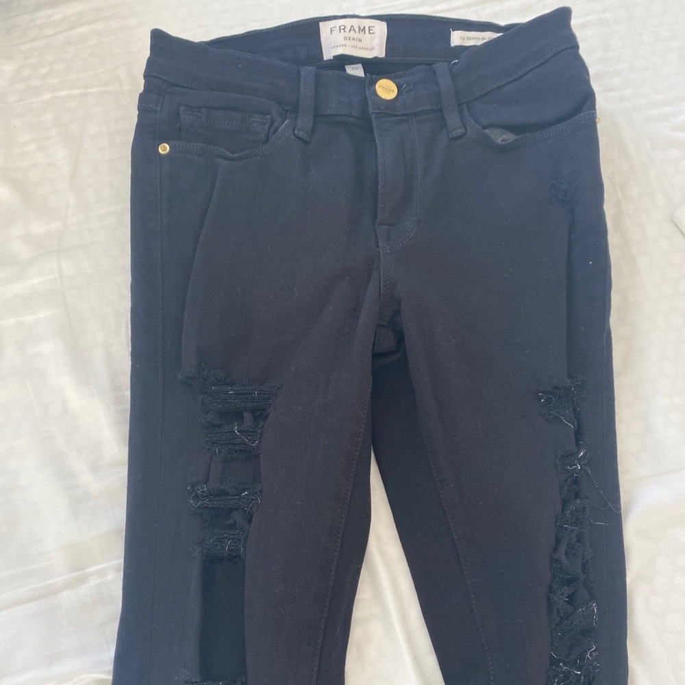 Black Frame Ripped Skinny Jeans